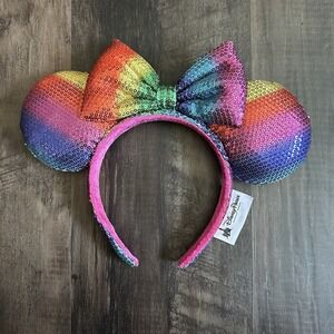 Disney Parks Pride Rainbow Sequined Minnie Mouse Ears Headband